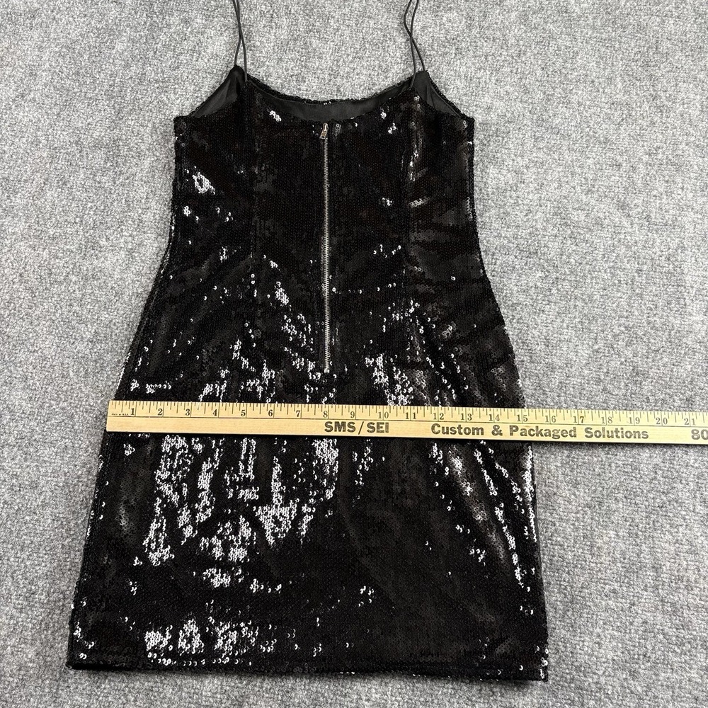 PrettyLittleThing Dress Women 0 Black Sequin Y2K Party‎ Club Glam Baddie Mini - Picture 10 of 16